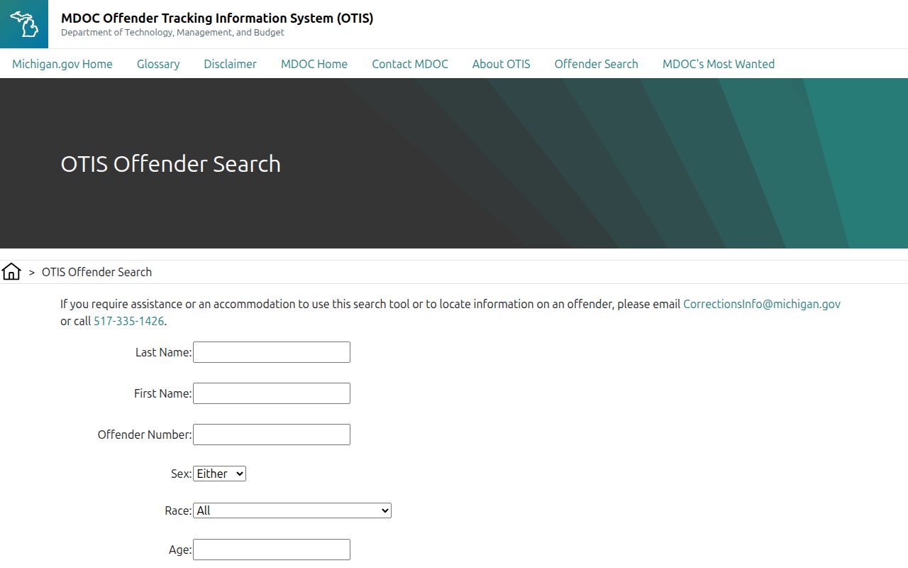Michigan Department of Corrections OTIS Baraga offender record search