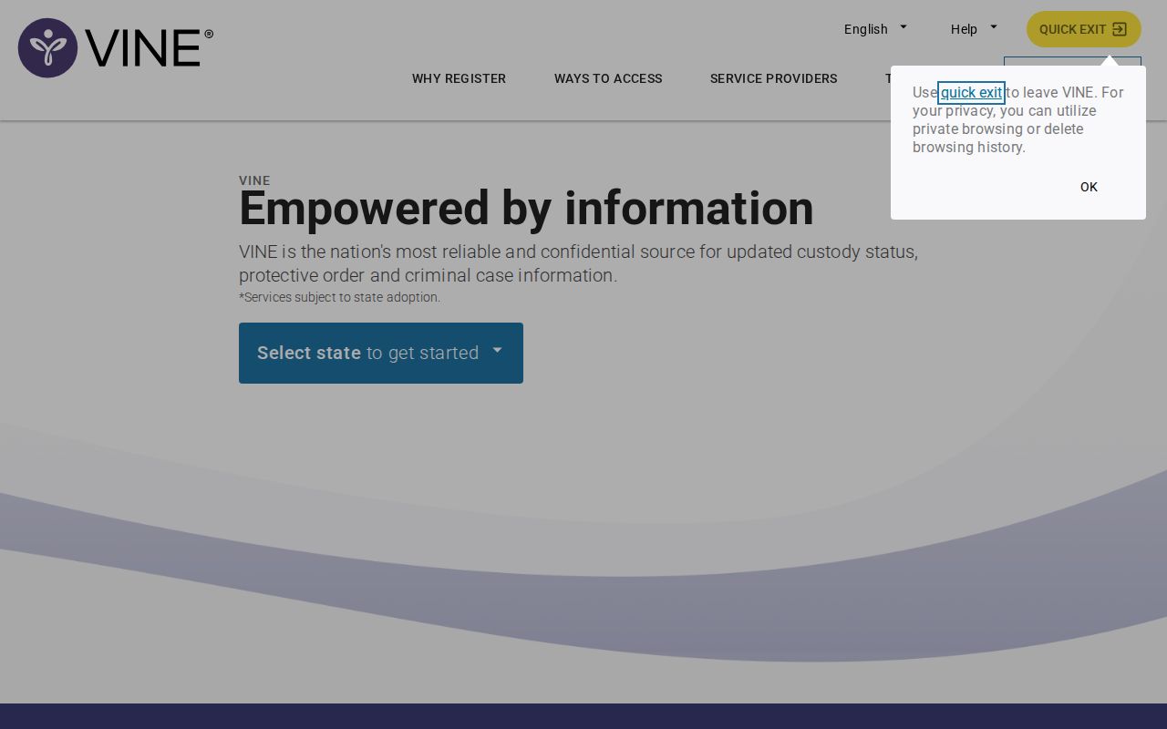 VINELink Baraga County custody notification search